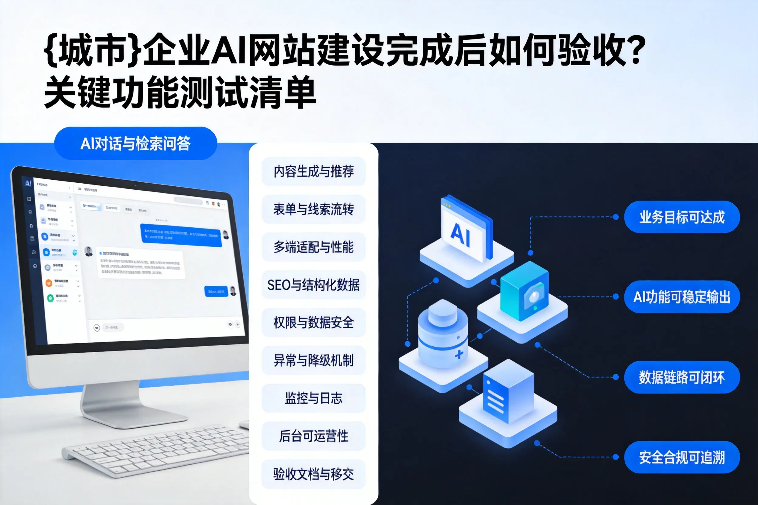 三明企业AI网站建设完成后如何验收？关键功能测试清单