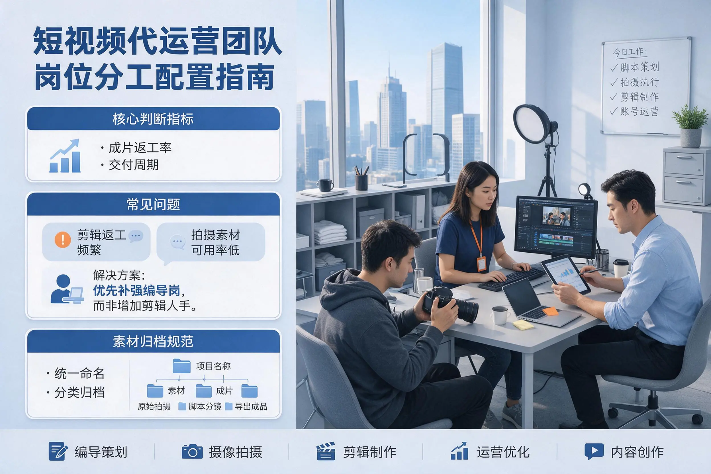 短视频代运营团队如何配置?三明企业岗位分工科普说明