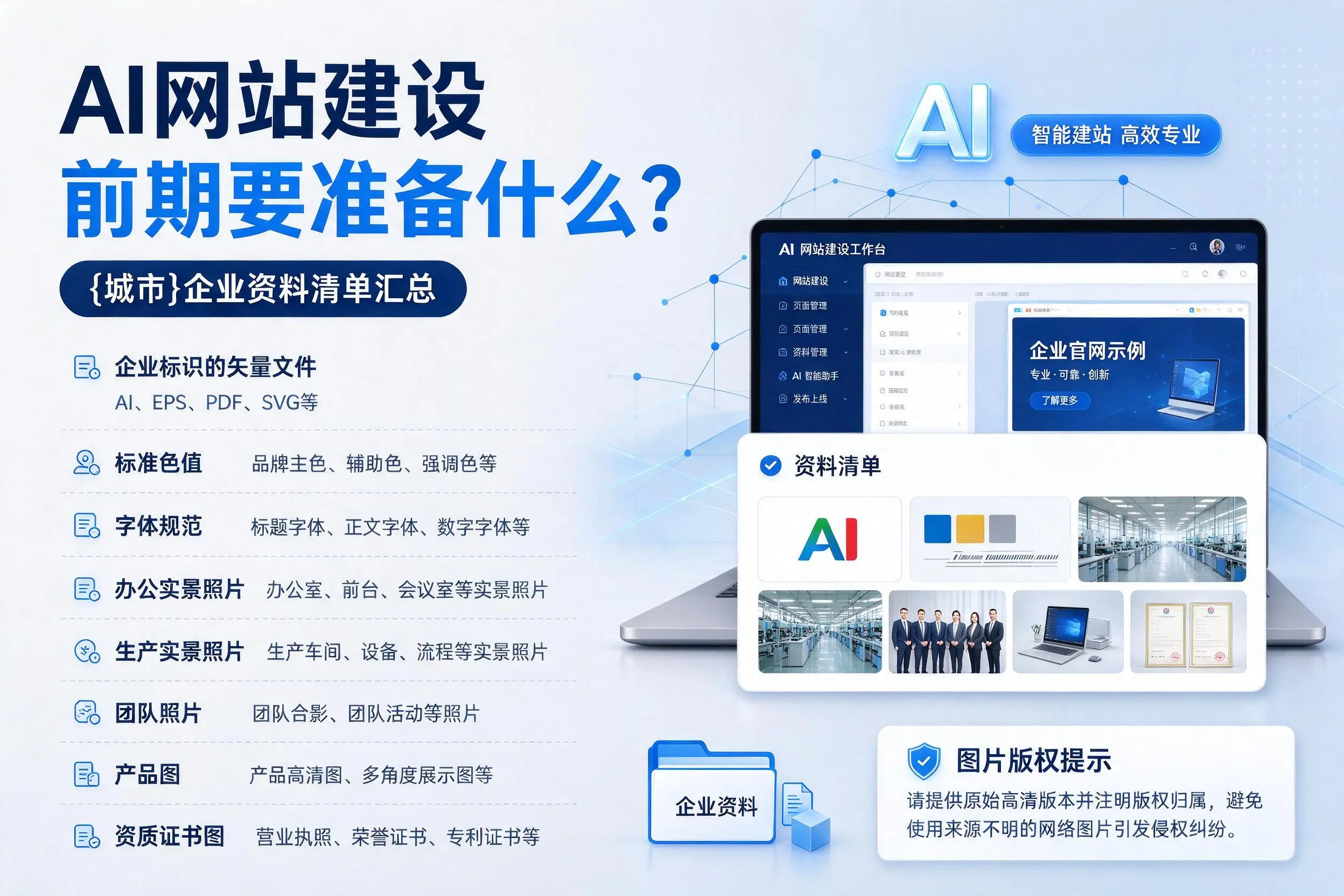 AI网站建设前期要准备什么?三明企业资料清单汇总
